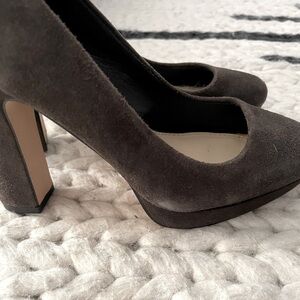 SAKS FIFTH AVENUE platform suede heels